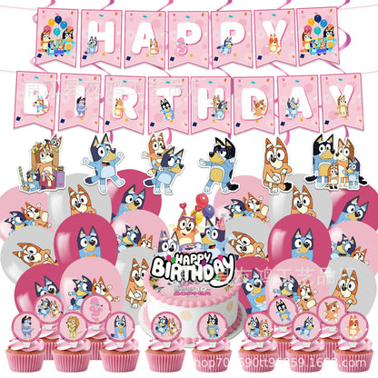 Bluey Theme Birthday Party Decorations Celebration Party Balloons Disposable Tableware Cup Plate Baby Shower Kid Party Set Good Vibrations