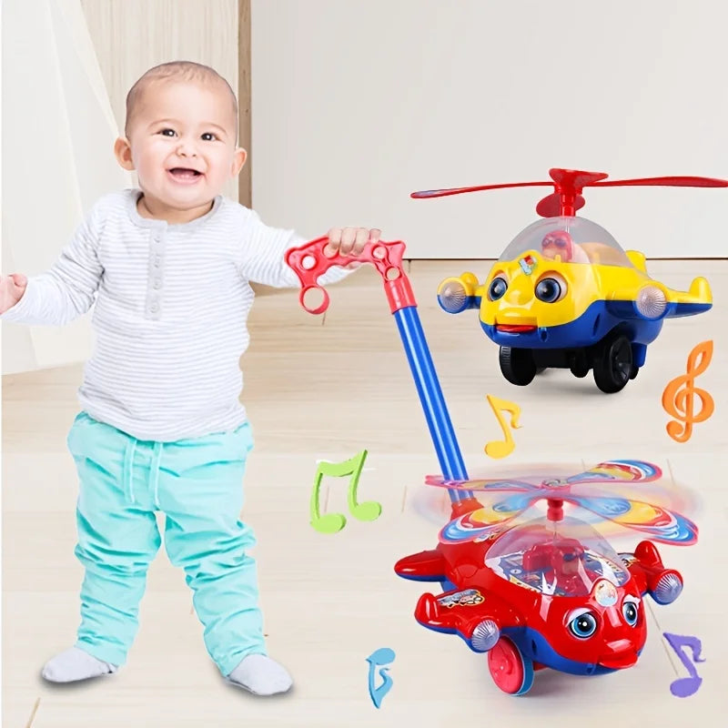 Baby Walker Toy Hand Push Toddler Toy Plane Car Toy Push Along Walking Toy for Kids Children Boys Girls Outdoor Good Vibrations