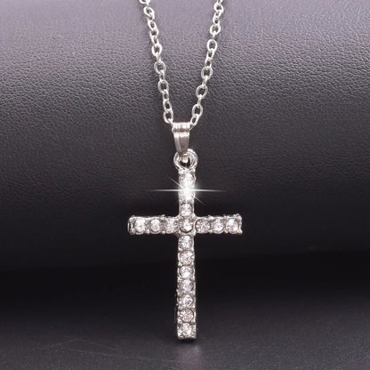 Cross Charm Necklace Crystal Pendant Necklaces For Women Men Accessories Rhinestone Christ Crosses Choker Gift Fashion Jewelry Good Vibrations