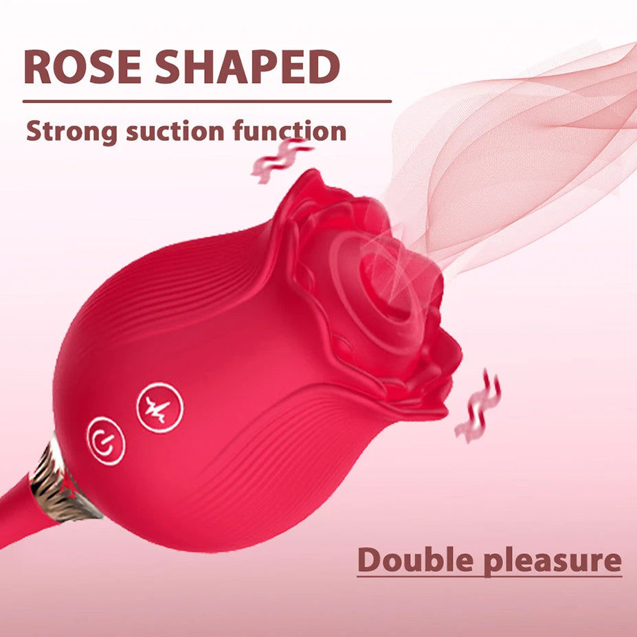 Rose Sucking Thrusting Dildo Vibrator for Women Nipple Clit Stimulator Vibrating Egg Tongue Licking Clitoris Sucker Sex Toy Good Vibrations Adult Super Store