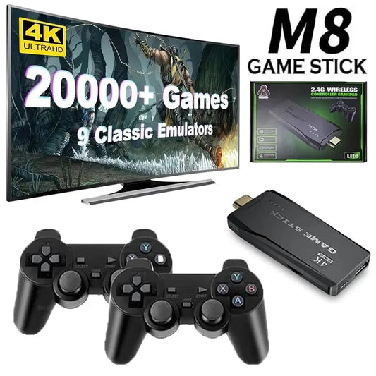 Video Game Console Built-in 20000 Games Wireless Controller TV Game Stick 4K HD Retro Mini Handheld Game Player Good Vibrations