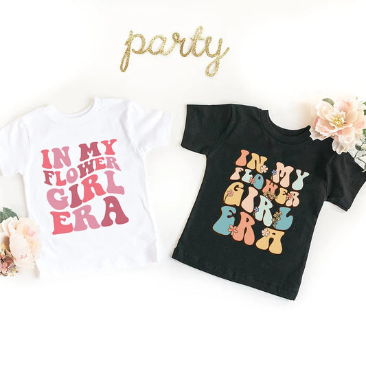 In My Flower Girl Era Toddler Shirt Flower Girl Proposal Bridal Party Kids Short Sleeve Shirts Clothes Wedding Party Gift Good Vibrations