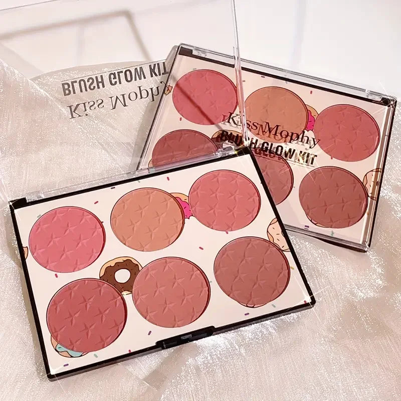 6-color blush palette, matte effect, natural long-lasting, high pigment, daily multi-color makeup set Good Vibrations