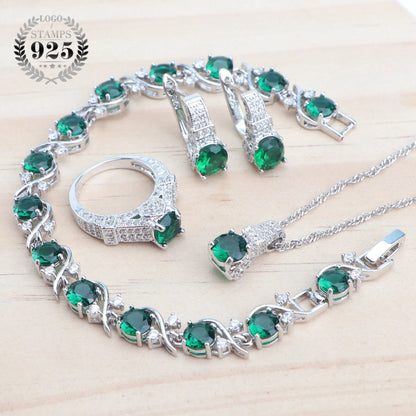 925 Sterling Silver Jewelry Sets For Women Wedding Jewelry Ladies Purple Zircon Earrings Bracelets Set Rings Pendant Necklace Good Vibrations Adult Super Store