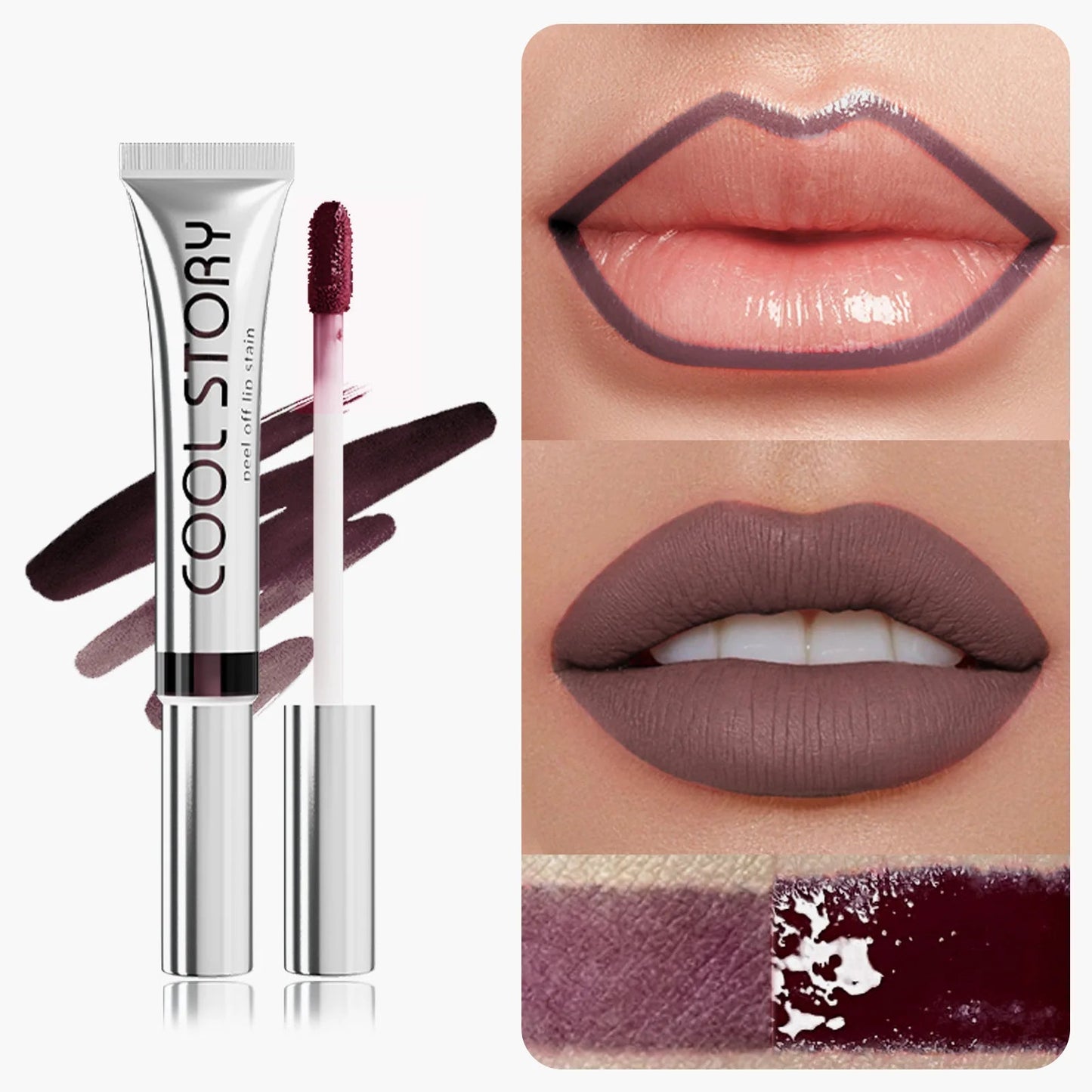 coolstory9 color tearing lip glaze matte long lasting color retention peelable lip liner lipstick non-stick cup lip color Good Vibrations