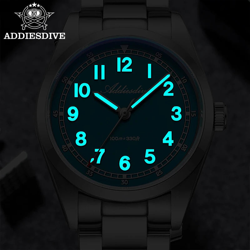 ADDIESDIVE 2025 New Men’s Luxury Quartz Watch AD2521 Ultra-Thin Sapphire Glass BGW9 Luminous 316L Steel Band 100M Waterproof Good Vibrations