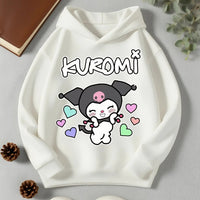 Sanrio Girls Fashion Kuromi Print Hoodie Children's Autumn and Winter Outdoor Leisure Sweatshirt Children's Ideal Gift Good Vibrations