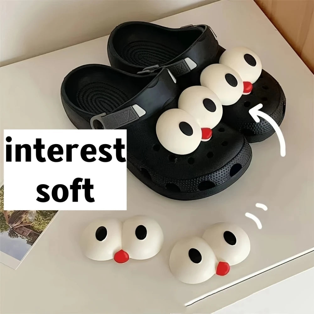 2/4Piece Fun Big-Eye Charms For Crocs & Sneakers - Transform Your Style With Diy Shoe Decor, Durable Pvc Accessories Good Vibrations