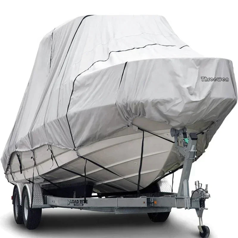 30-32FT 600D T-Top Boat Cover Personal Watercraft Weather Ripstop Trailerable Heavy Duty Polyester Boat Cover Up To 114" WIDTH Good Vibrations