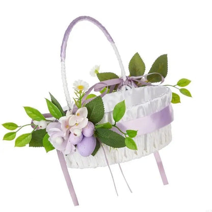 Natural Easter Theme Basket with Decorative Egg Flower For Couples And for Outdoor Activity Spring Event Good Vibrations