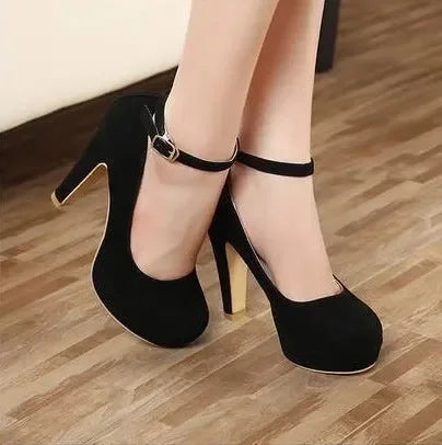 2023 High Heel Wome Shoe Spring New Thick Heel Work Shoes Versatile High Heel Shoes Black Fashion Women Shoe Zapatos Mujer Good Vibrations