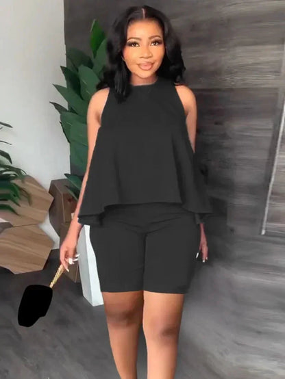 GUWU Flare Loose Tank Top and Shorts Suit  Fashion Women's Set Summer Street Sweatsuit Two 2 Piece Set Outfit Tracksuit Good Vibrations