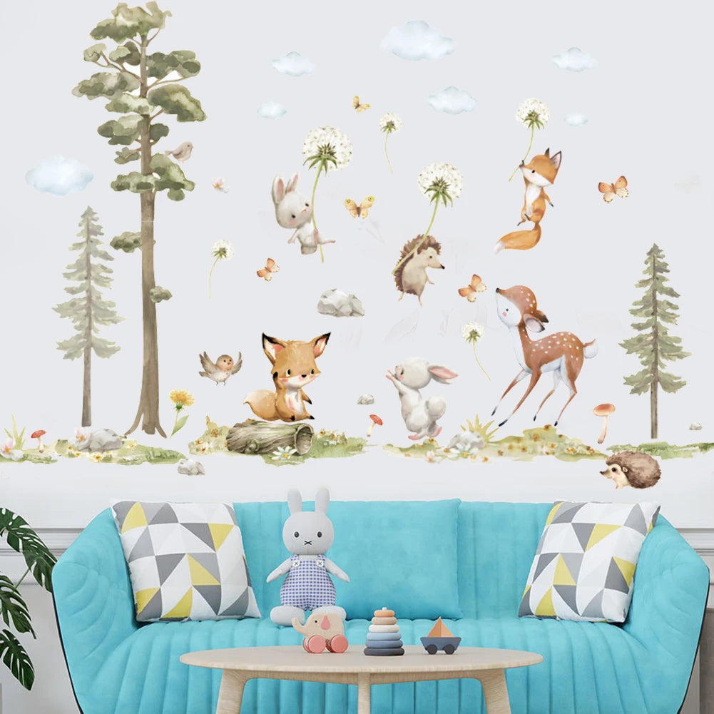 Cartoon Animals decals wall stickers for kids rooms children bedroom wall decals 3d vivid poster Decoration murals Beby Favors Good Vibrations