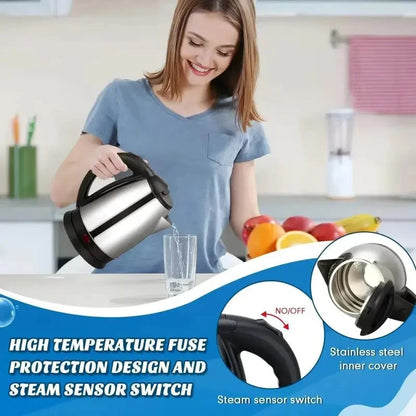 Travel Electric Kettle Tea Coffee 2L Stainless Steel Portable Water Boiler Pot For Hotel Family Trip Kitchen Smart Kettle Pot Good Vibrations