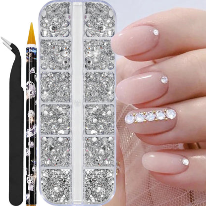 12grids Half Round Pearls Beads 3D Nail Charms 1.5/2/2.5/3/4/5mm White Flatback Pearls Nail Jewelry Nail Craft Pearl Rhinestones Good Vibrations