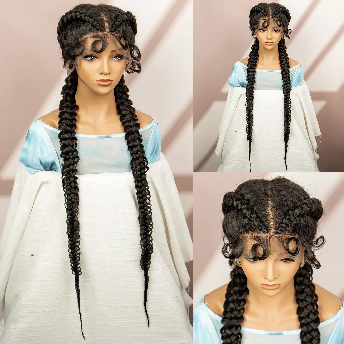 Synthetic Goddess Braided Wigs Cornrow Braided Wigs with Baby Hair Braids Wigs for Women Daily Use Knotless Wigs Good Vibrations