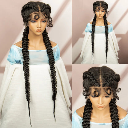 Synthetic Goddess Braided Wigs Cornrow Braided Wigs with Baby Hair Braids Wigs for Women Daily Use Knotless Wigs Good Vibrations