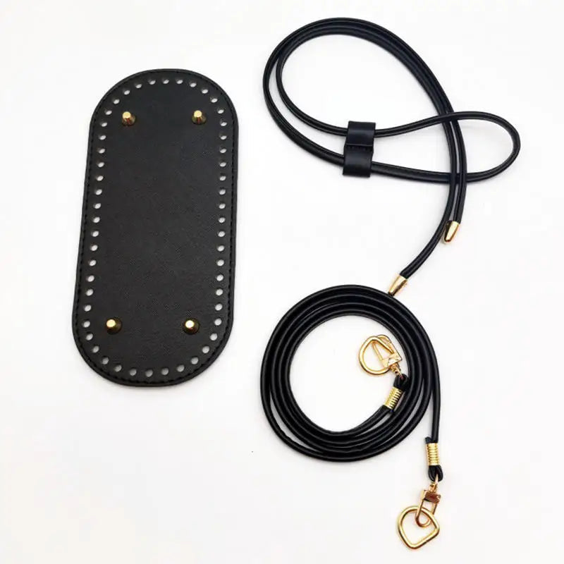 3Pcs DIY Purse Making Kit with Chain PU Leather Bucket Bag Base & Shoulder Strap Crochet Handbag Accessories ﻿ Good Vibrations