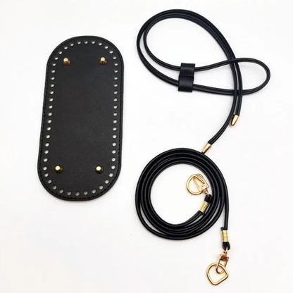 3Pcs DIY Purse Making Kit with Chain PU Leather Bucket Bag Base & Shoulder Strap Crochet Handbag Accessories ﻿ Good Vibrations