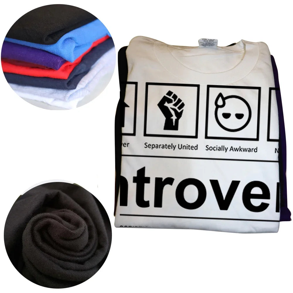 Introvert Logo T Shirt Funny Humor Introvers Joke T Shirts Summer Cotton Streetwear Humor Quotes Christmas Gifts T-shirt Good Vibrations