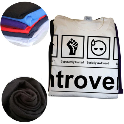 Introvert Logo T Shirt Funny Humor Introvers Joke T Shirts Summer Cotton Streetwear Humor Quotes Christmas Gifts T-shirt Good Vibrations