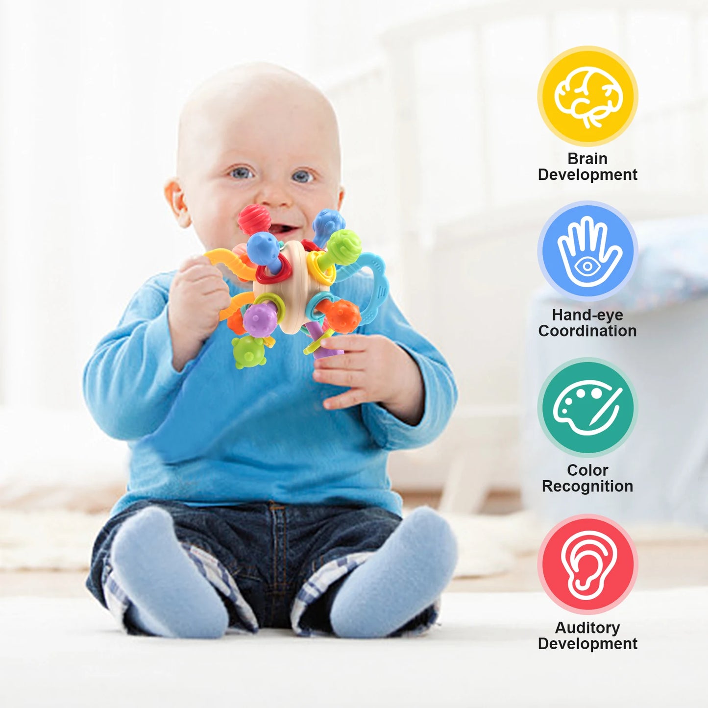 Baby Toy Manhattan Round Ball Soft Silicone Hand Grab Ball Rattle Infantil Chewable Teethers Toys For Infant 0-12months Good Vibrations