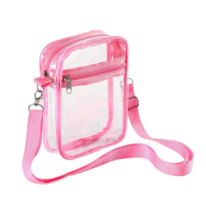 Women Clear Shoulder Bag Stadium Approved PVC Concert Transparent Purse Simple Crossbody Bag With Front Pocket Casual Handbag Good Vibrations