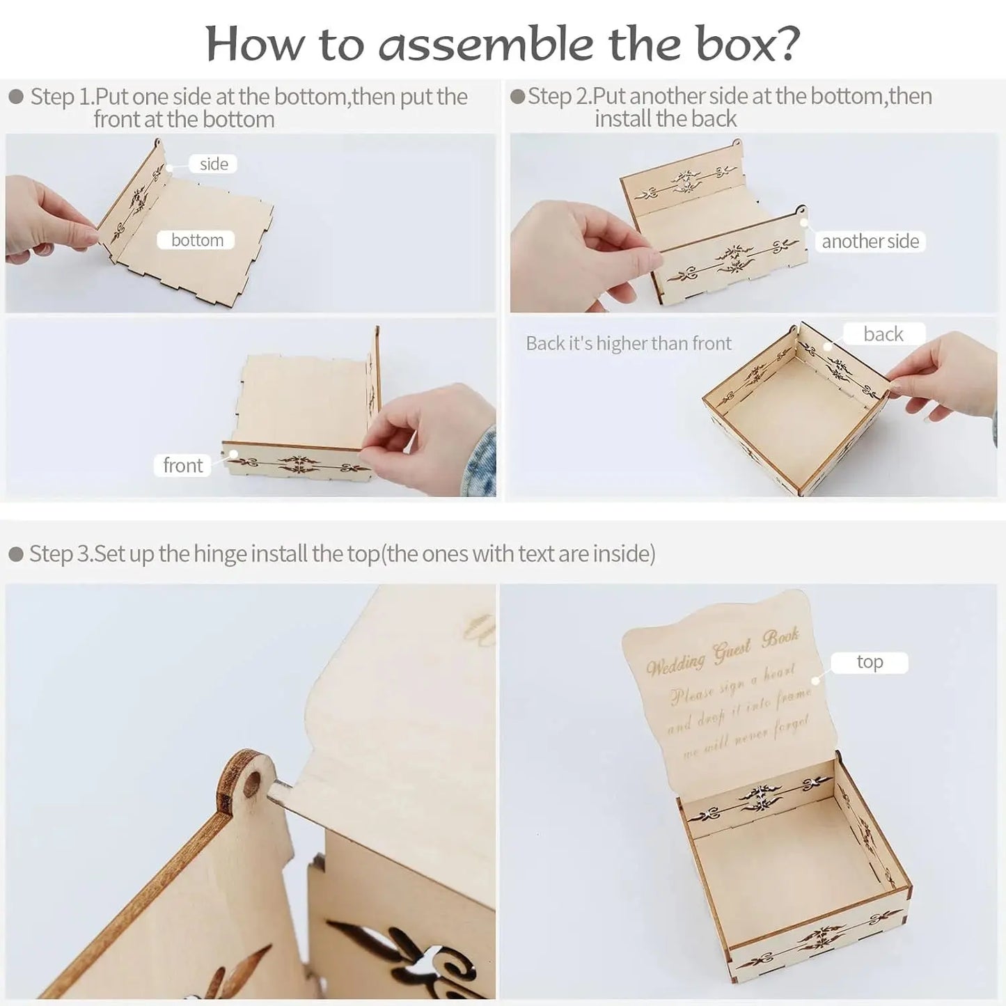 1Pcs Wood Wedding Guest Book Heart Wedding Guest Book Alternative with Box and Small Hearts for Wedding Anniversary Supplies Good Vibrations