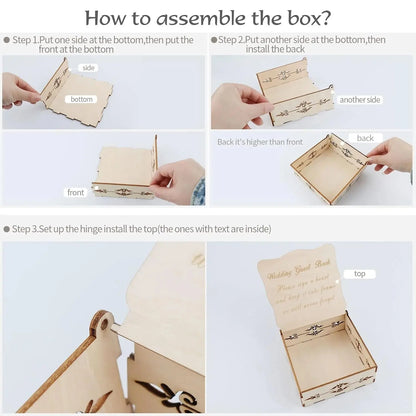 1Pcs Wood Wedding Guest Book Heart Wedding Guest Book Alternative with Box and Small Hearts for Wedding Anniversary Supplies Good Vibrations