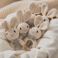 Baby Crochet Rattle Wooden Teether Toy BPA Free Wood Rodent Rabbit Rattle Baby Mobile Play Gym Newborn Educational Music Toys Good Vibrations