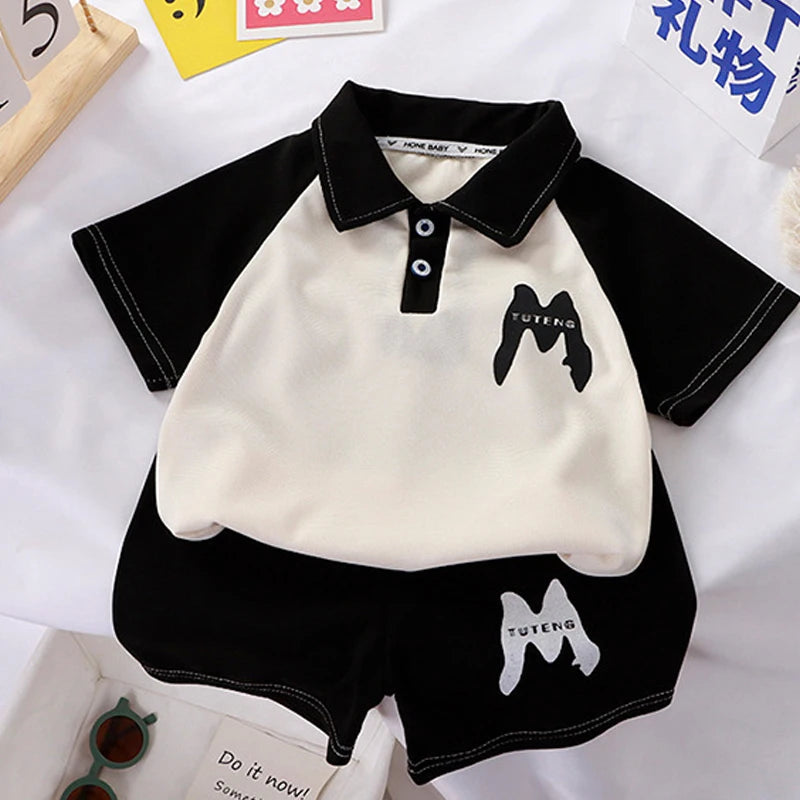 Children Clothing  Kids Clothes Quick Drying Polo Shirt Sets Boys T-shirt Shorts Summer Cotton Short Sleeve Fashion Suit2PCS Good Vibrations