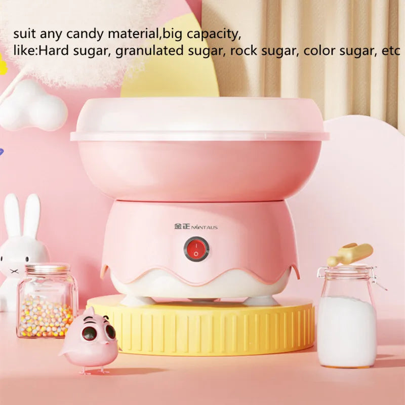 Cotton Candy Machine for Kids DIY Portable with Large Food Grade Splash-Proof Plate Efficient Heating Hard & Sugar Free Good Vibrations