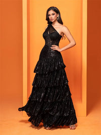 XUIBOL Luxury Skew-shouldered Cake Dress Luxury Tulle Sequin Formal Evening Dress New Elegant Mermaid Maxi Party Prom Good Vibrations