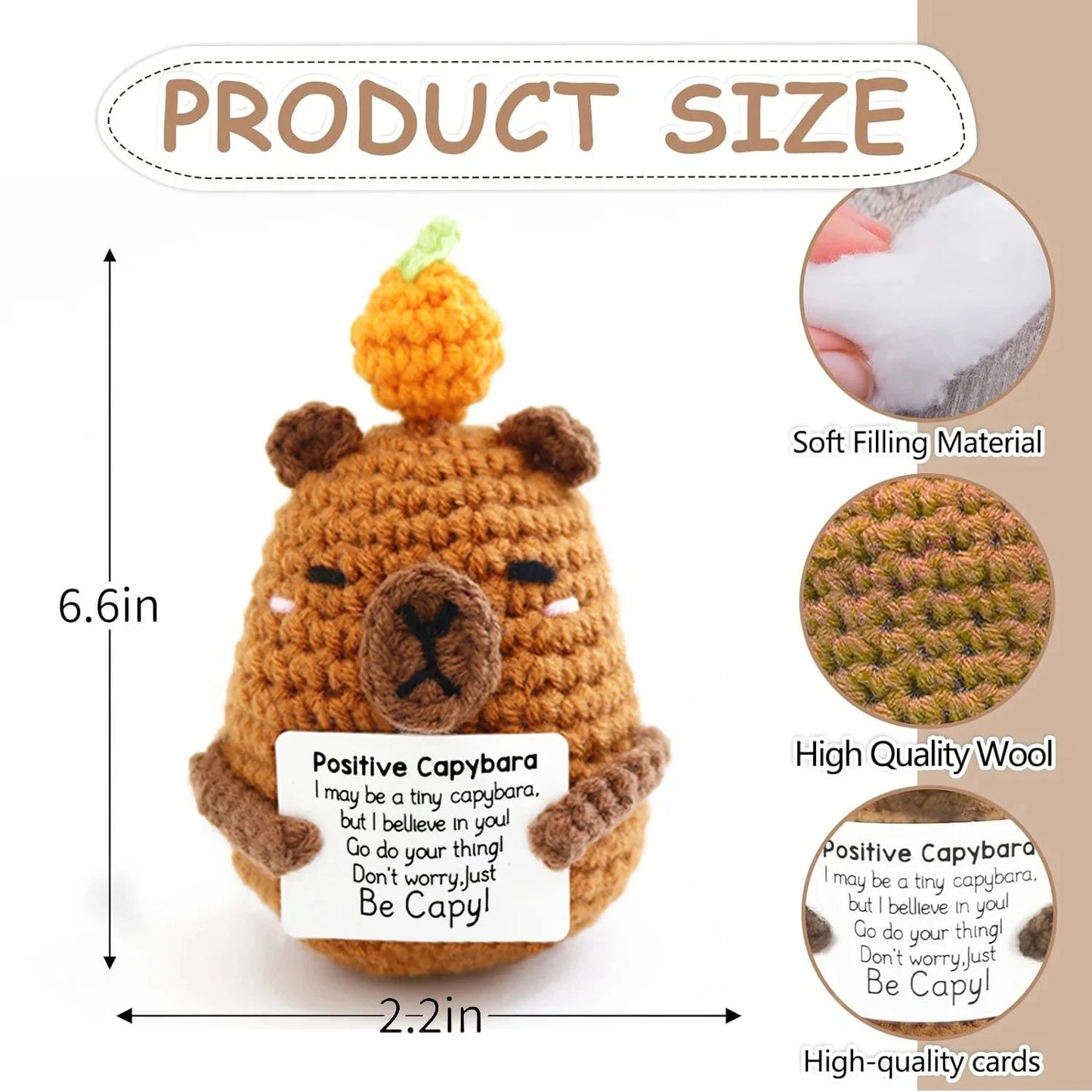 Positive Energy Pocket Hug Crochet Doll, Mini Handmade Knitted Plush Potato Turtle Vegetable Duck Funny Support Gift with Card Good Vibrations