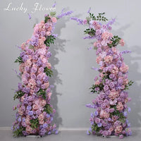 Luxury Flower Row Wedding Arrangement Artificial Flower Row Horn Shape Floral Arch Backdrop Decoration Event Exhibition Decor Good Vibrations