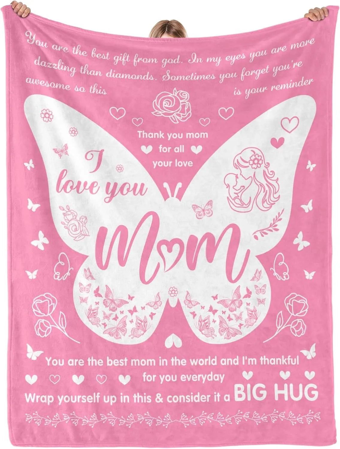 Gifts from Daughter Son for Mother's Day Birthday Mom Gifts Anniversary Unique Gifts for Mom Super Soft Flannel Throw Blankets Good Vibrations