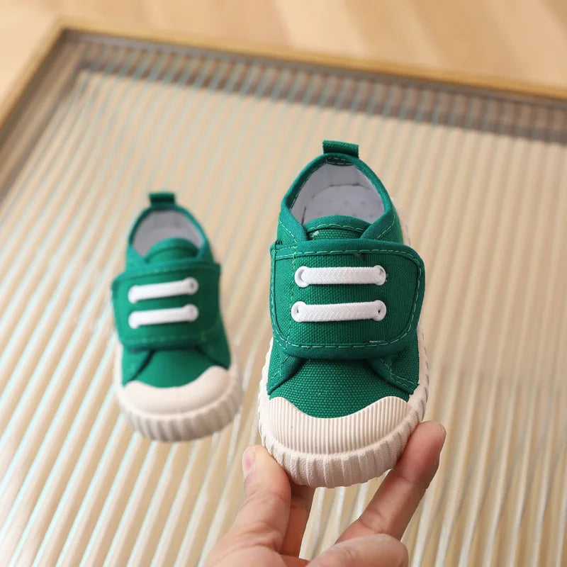 Children's Casual Shoes, Canvas Soft Sole Shoes Spring and Autumn Boys and Girls' Low Top Single Shoes Non-slip Prewalker Kids Good Vibrations