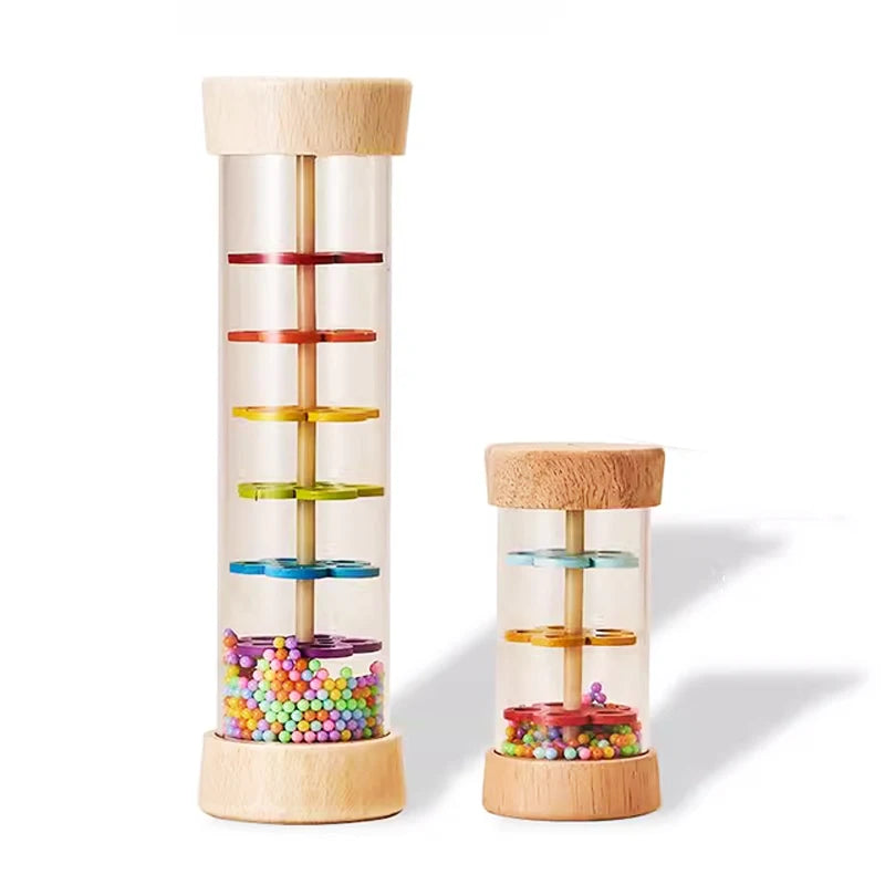Baby Wooden Rain Sound Pipe Simulation Rain Sound Wooden Toy Gift Hourglass Fun Music Shaker Early Education Enlightenment Toy Good Vibrations