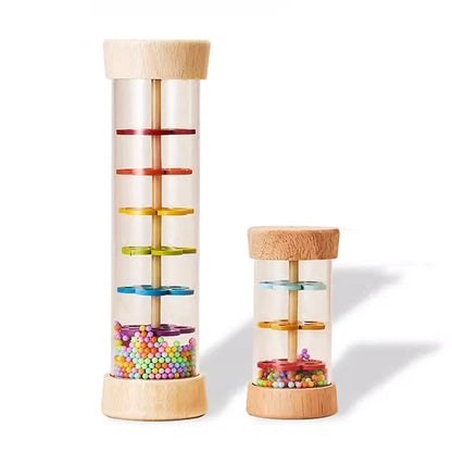 Baby Wooden Rain Sound Pipe Simulation Rain Sound Wooden Toy Gift Hourglass Fun Music Shaker Early Education Enlightenment Toy Good Vibrations
