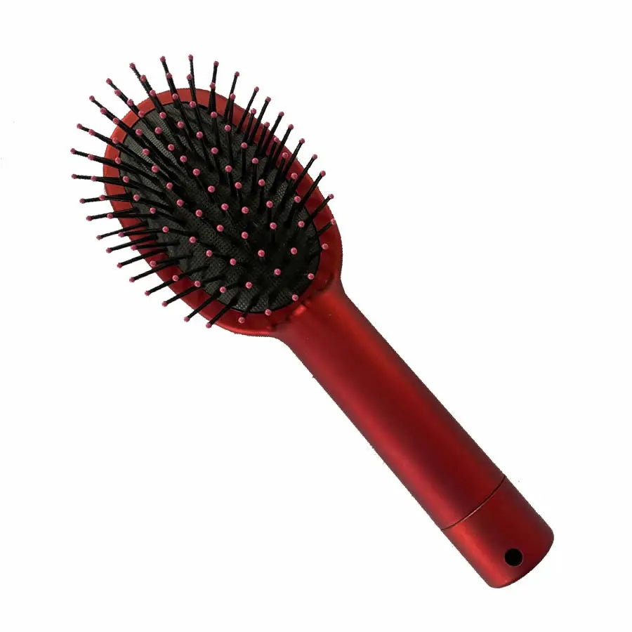 Red hair comb with hidden storage for valuables, ideal for travel and secure stash.