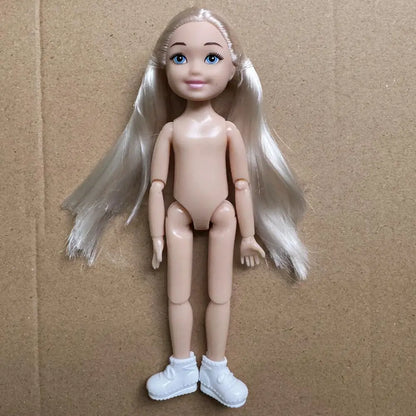 14cm Little Kelly Joints Movable 5-inch Boys Girls Dark Ordinary Skin Naked Body Reborn Bjd 1/12 Toys White Blonde Black Hair Good Vibrations