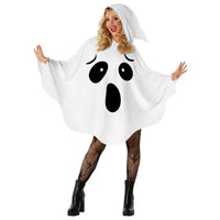 White Halloween Cloak Cape Black Eye Trick-or-Treat Spooky Ghost Poncho Robe Smock Style Fancy Dress Ghost Cosplay Costume Women Good Vibrations