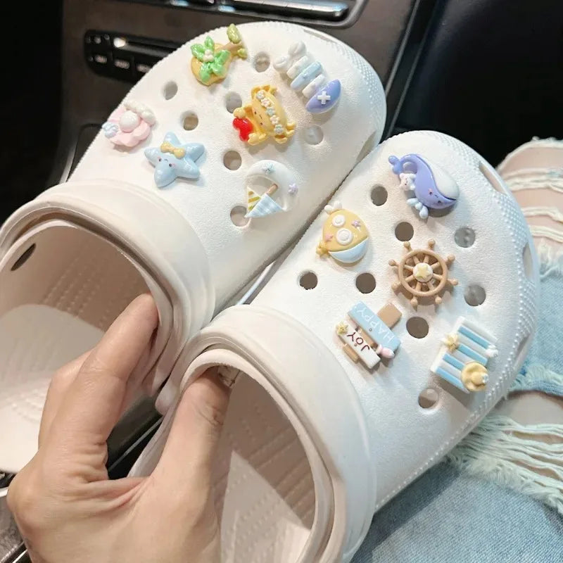 11Pcs/Set Hot Sale Shoe Charms for DIY Cartoon Ocean Decoration Buckle for Garden shoes Accessories Kids Party Girls Gift Good Vibrations