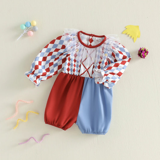Newborn Baby Girls Long Sleeve Romper Lovely Mardigras Kids Cotton Jumpsuits Crew Neck Contrast Color Bodysuit Infant Clothes Good Vibrations