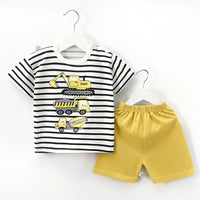 Summer Kids Boys Clothes Set Cartoon 2Pcs Children T Shirt Tops Shorts Kids Loungewear Suit Sports Baby Outfit Set Good Vibrations