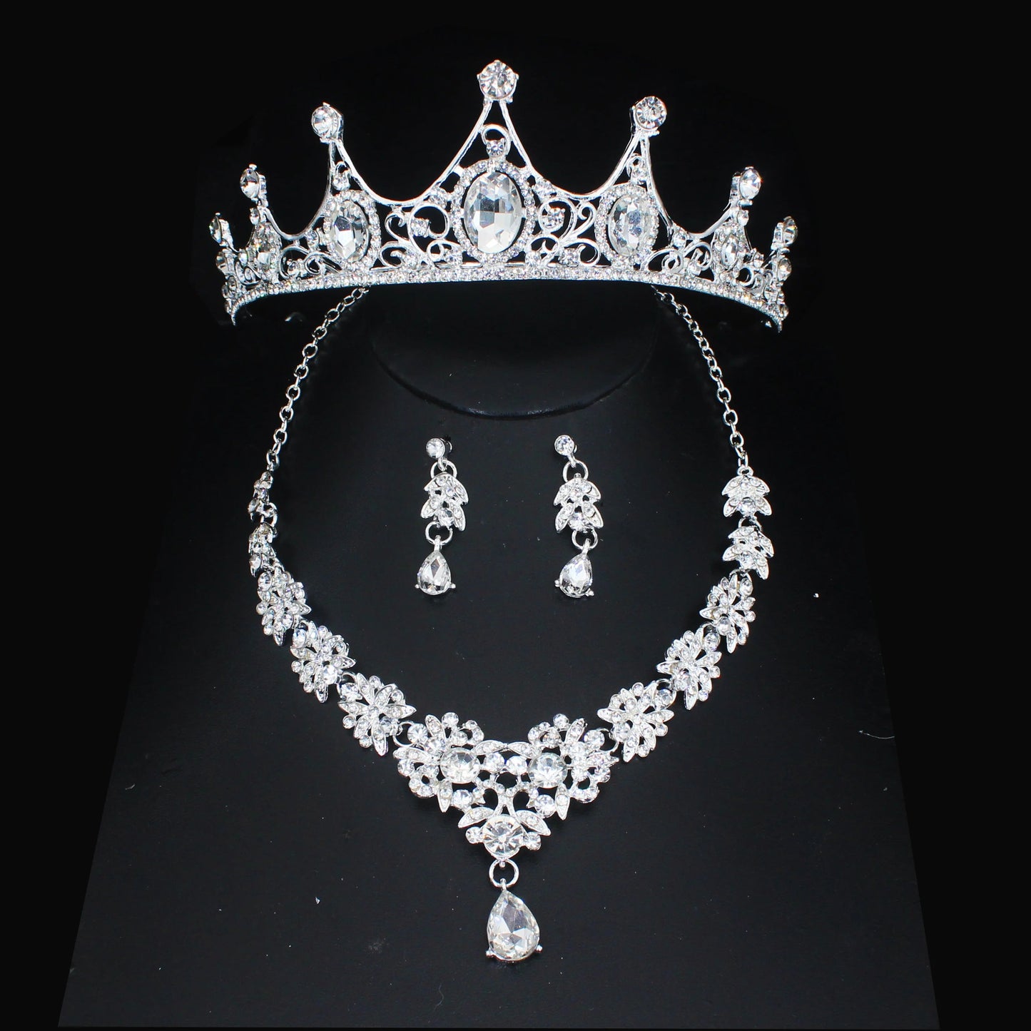 Luxury Crystal Wedding Bridal Jewelry Sets Women/Girl Gold Color Tiara/Crown Earrings Choker Necklace Bride Jewelry Set Good Vibrations Adult Super Store