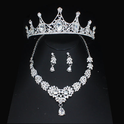 Luxury Crystal Wedding Bridal Jewelry Sets Women/Girl Gold Color Tiara/Crown Earrings Choker Necklace Bride Jewelry Set Good Vibrations Adult Super Store