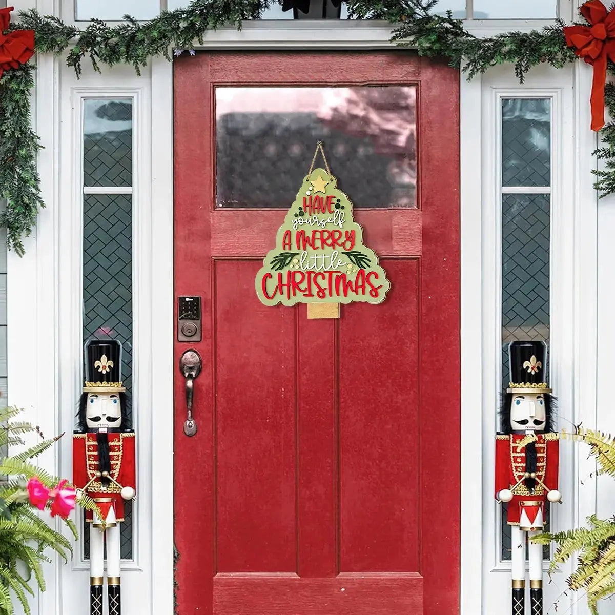 Christmas Decorations Wooden Tree Bell Ornament With "Have Yourself a Merry Little Christmas"Rustic Hanging Decor for Xmas Tree Good Vibrations