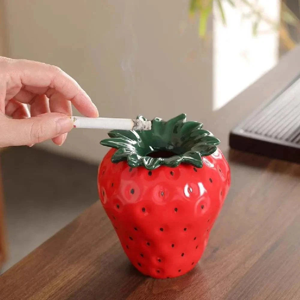 Ceramic strawberry ashtray with lid, windproof and fly ash proof, home, living room, office ashtray decoration, storage, and pro Good Vibrations Adult Super Store