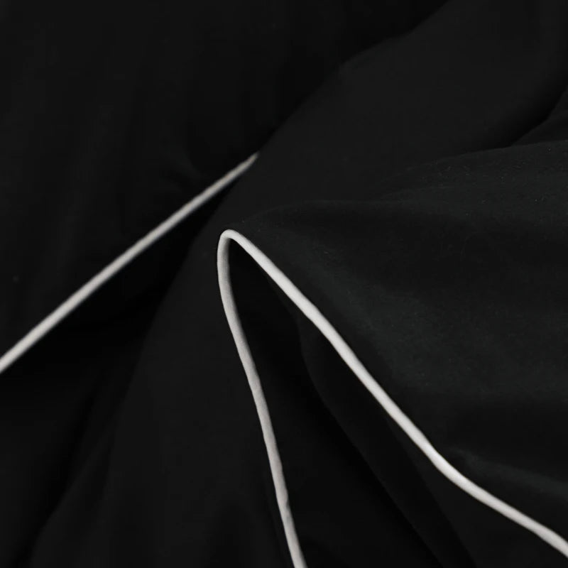 Black Color Bedding Set For Adults Simple Style Double Bed Sheet Sets Single/Queen/king Bed Cover Full Set Plain Bedding 이불세트 Good Vibrations
